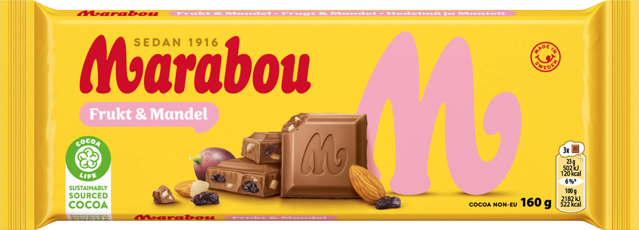 MARABOU FRUKT & MANDEL 160G